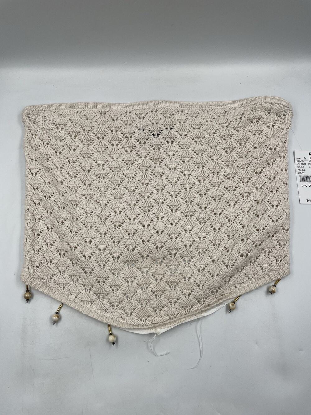NWT Third Charm Ivory Knit Strapless Tube Top Size Large